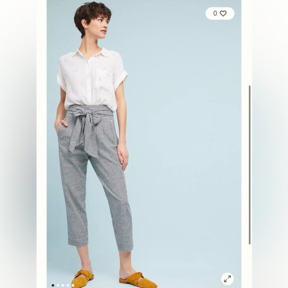 Anthropologie Pants - Anthropologie Tie Waist Gingham TrousersCartonnier Size 2